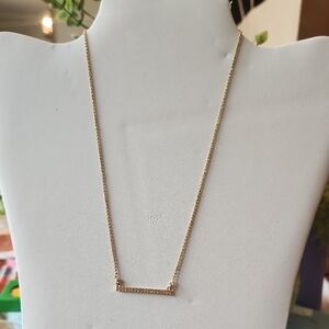 Touchstone Crystal Pave Bar Necklace, Gold